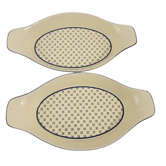 Potpourri Press Japan Oval Stoneware Serving Baking Casserole Dish – Set of 2 - Picture 12 of 16